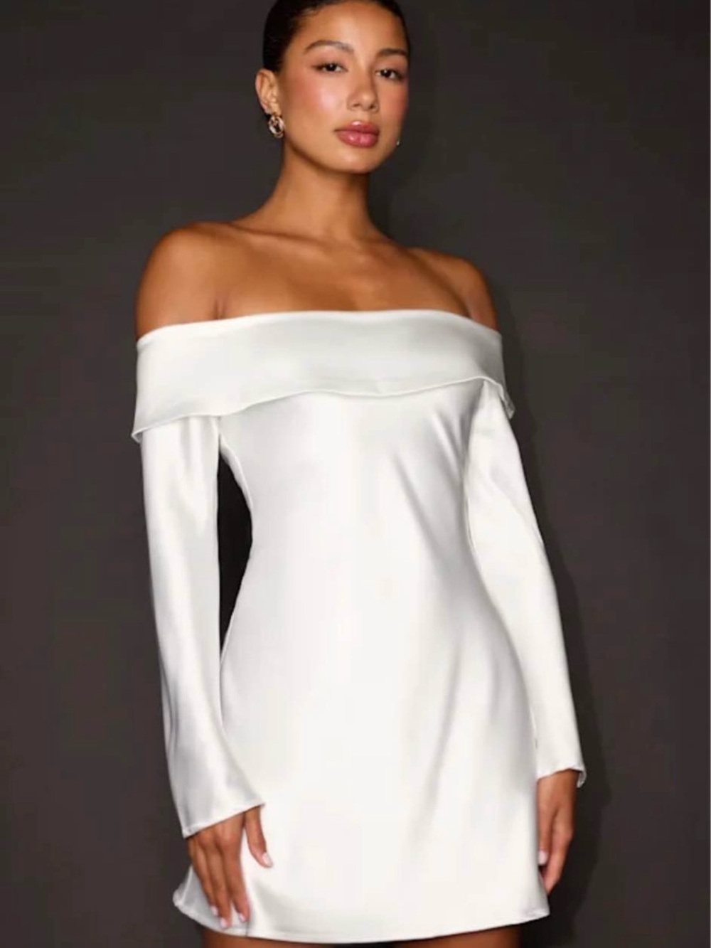 Lulus Elegant Off-Shoulder White Mini Dress